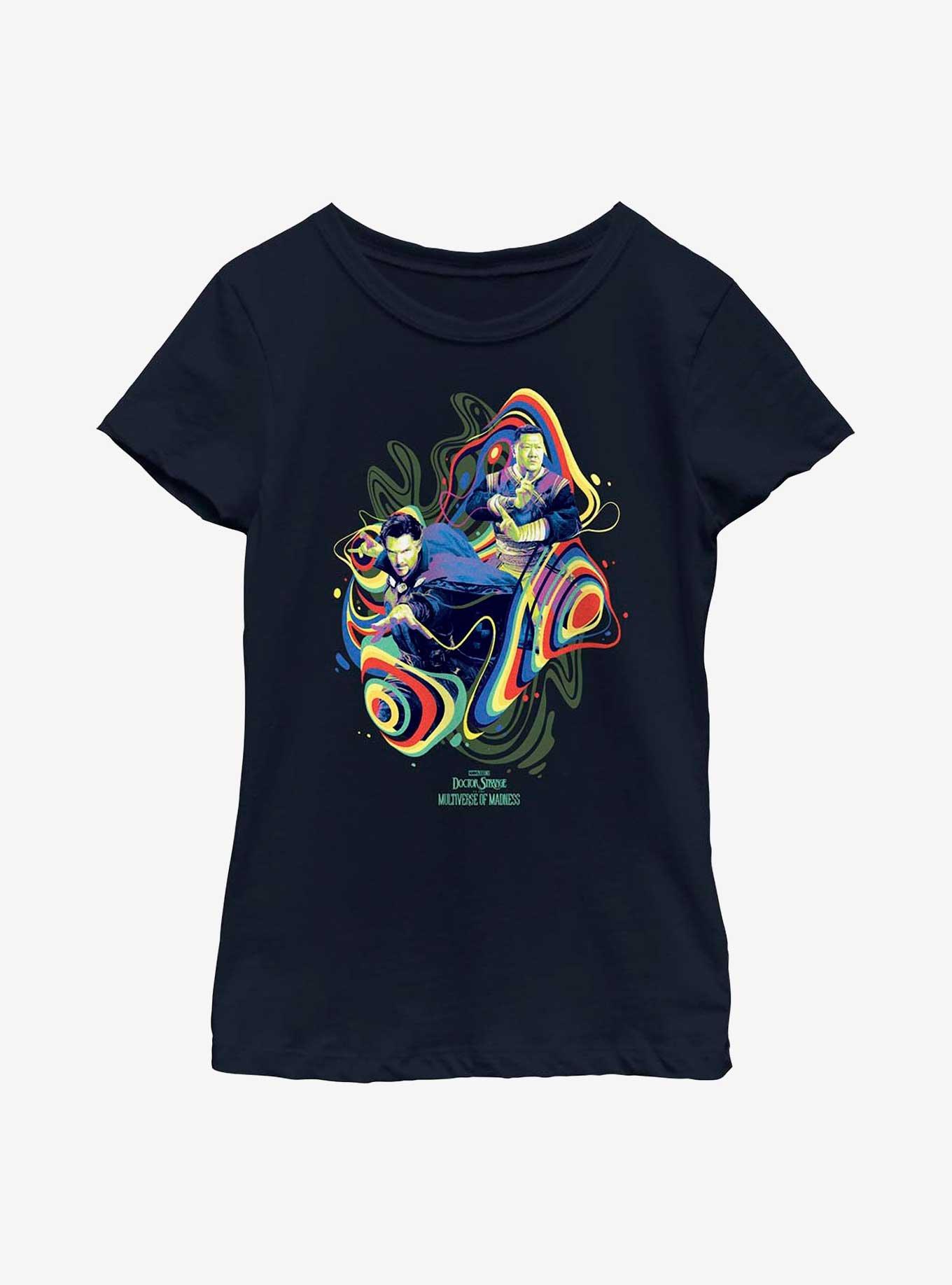 Marvel Doctor Strange In The Multiverse Of Madness Groovy Dr. Strange & Wong Youth Girls T-Shirt, NAVY, hi-res