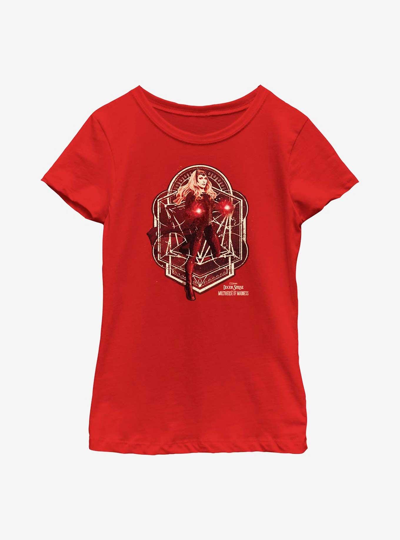 Marvel Doctor Strange In The Multiverse Of Madness Scarlet Witch Magic Youth Girls T-Shirt, RED, hi-res