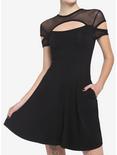 Black Fishnet Cutout Dress, BLACK, hi-res