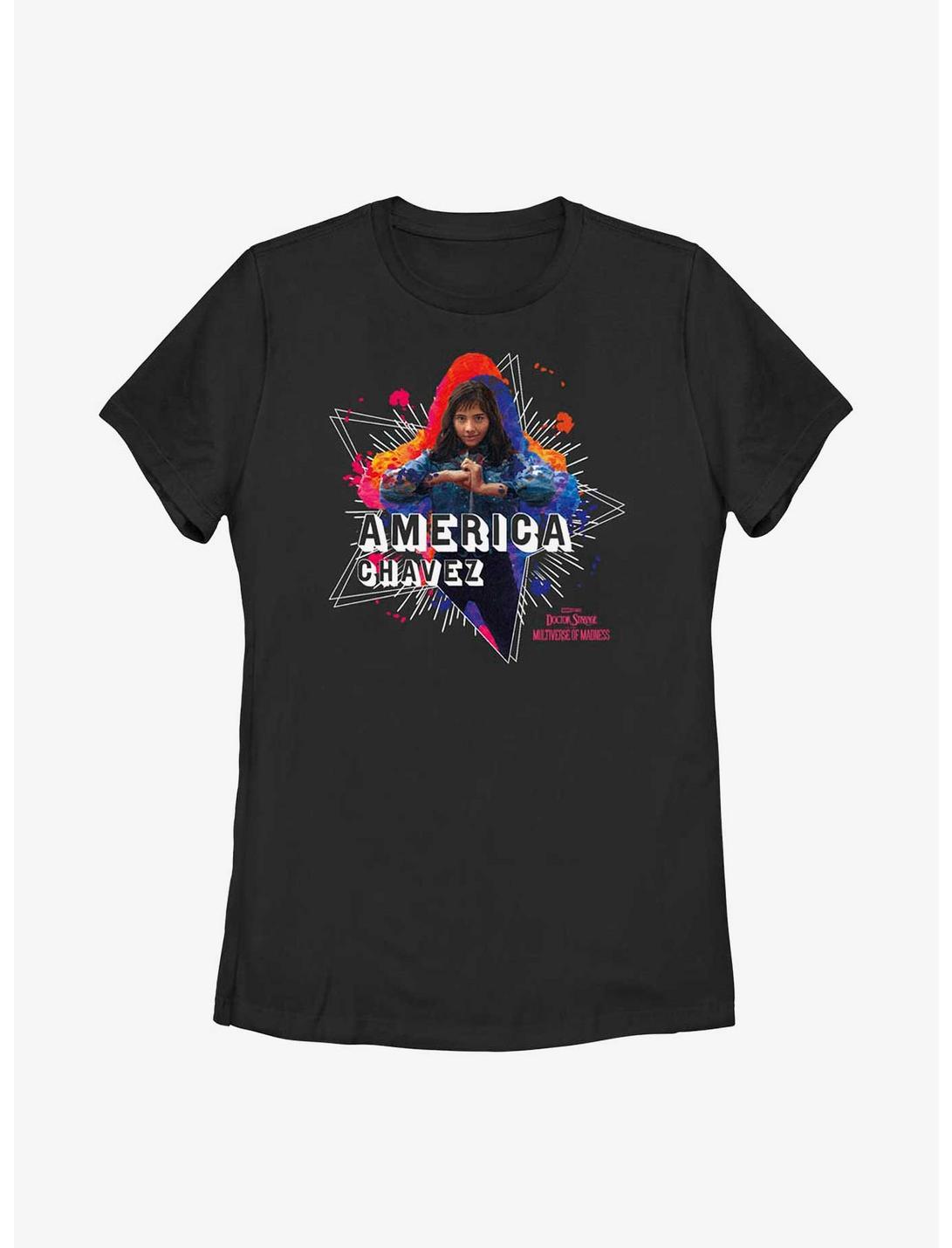 Marvel Doctor Strange In The Multiverse Of Madness America Chavez Paint Womens T-Shirt, BLACK, hi-res