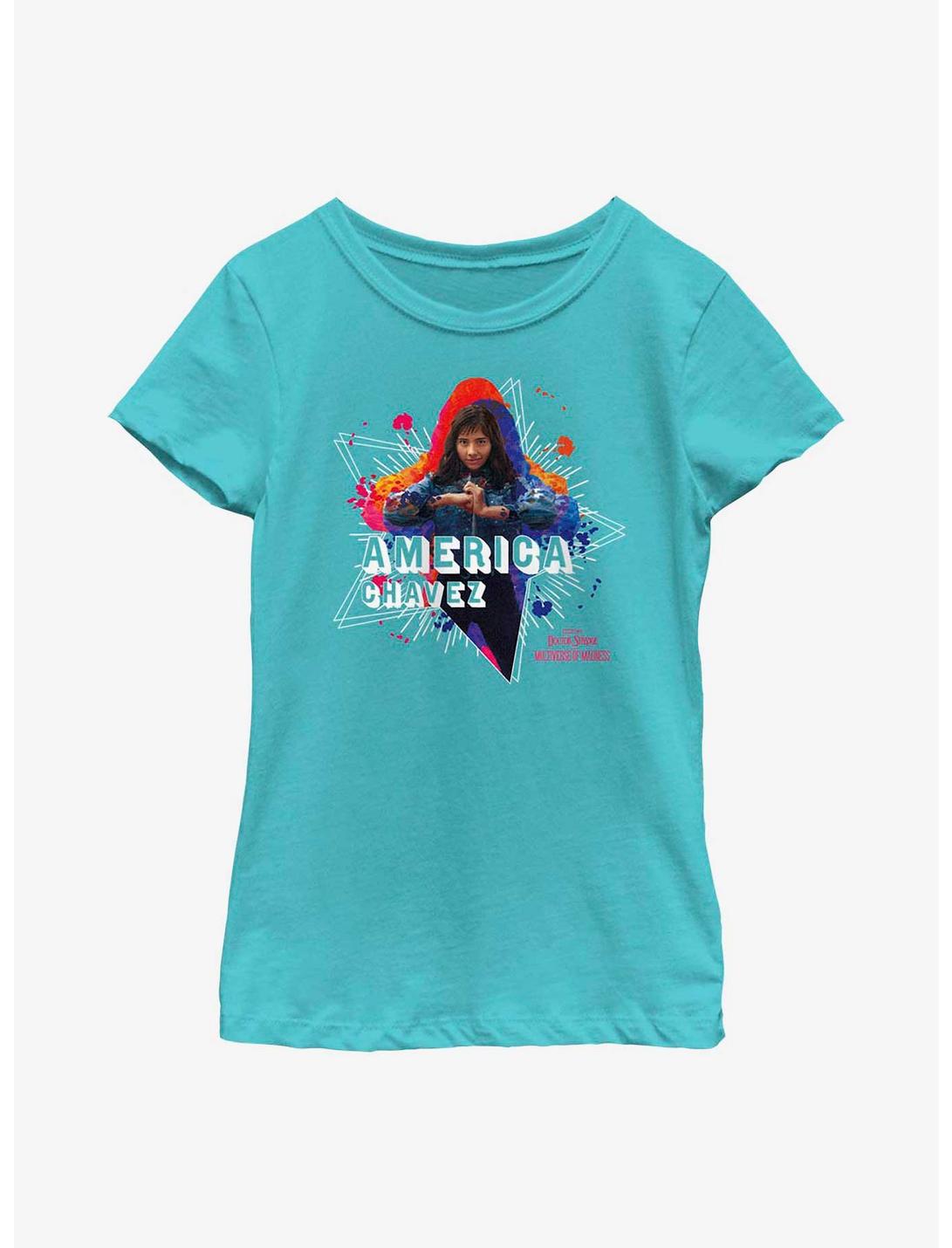Marvel Doctor Strange In The Multiverse Of Madness America Chavez Paint Youth Girls T-Shirt, TAHI BLUE, hi-res