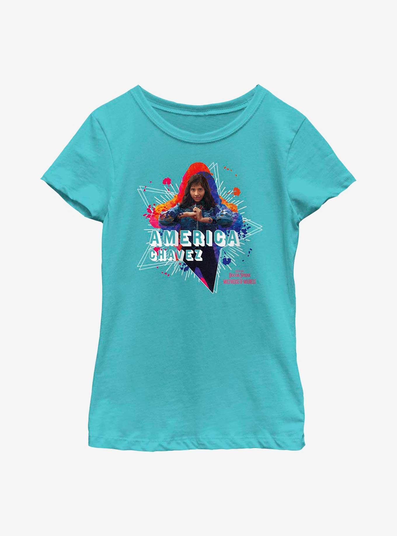 Marvel Doctor Strange In The Multiverse Of Madness America Chavez Paint Youth Girls T-Shirt, , hi-res