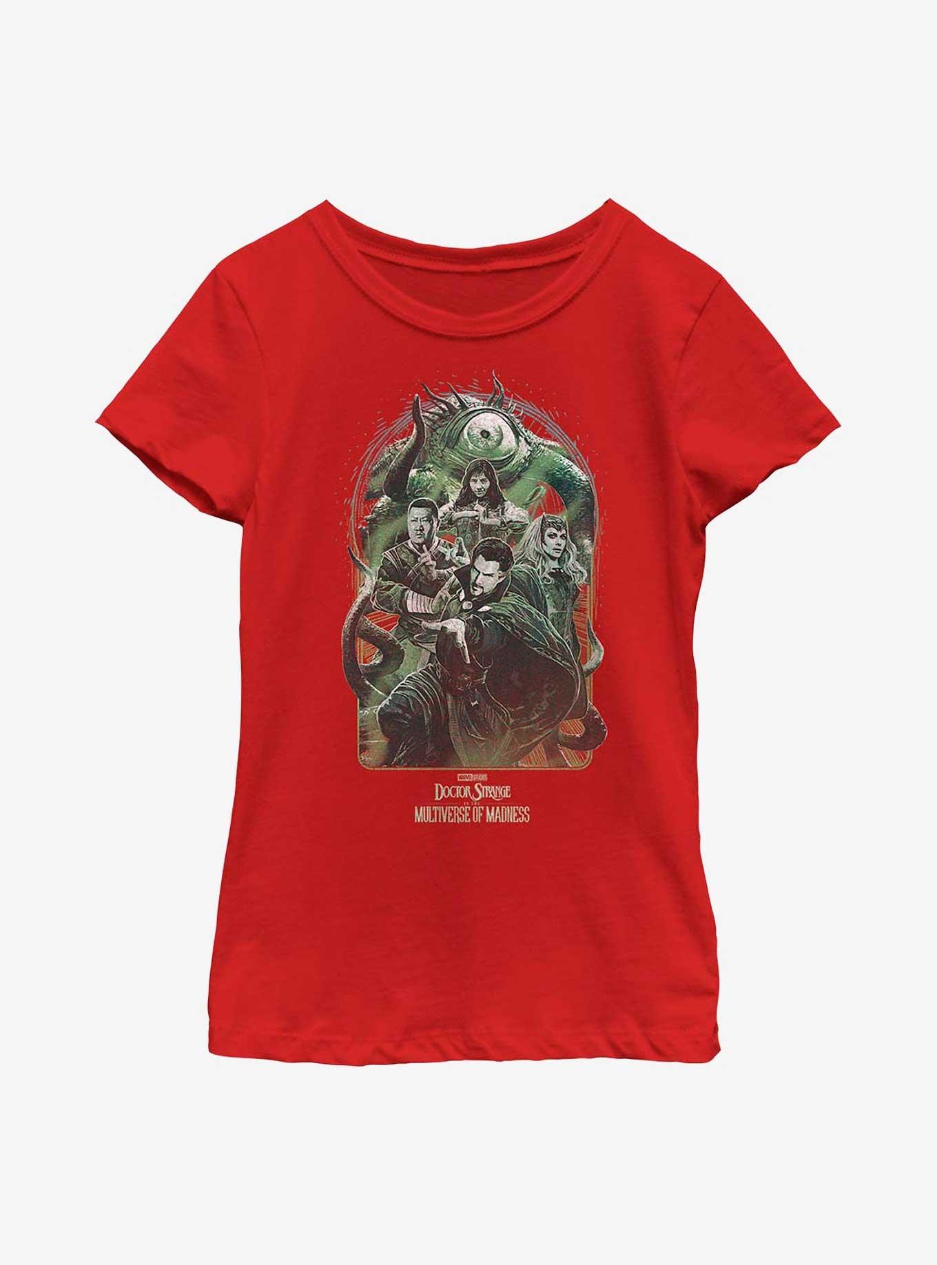 Marvel Doctor Strange In The Multiverse Of Madness Group Youth Girls T-Shirt, RED, hi-res