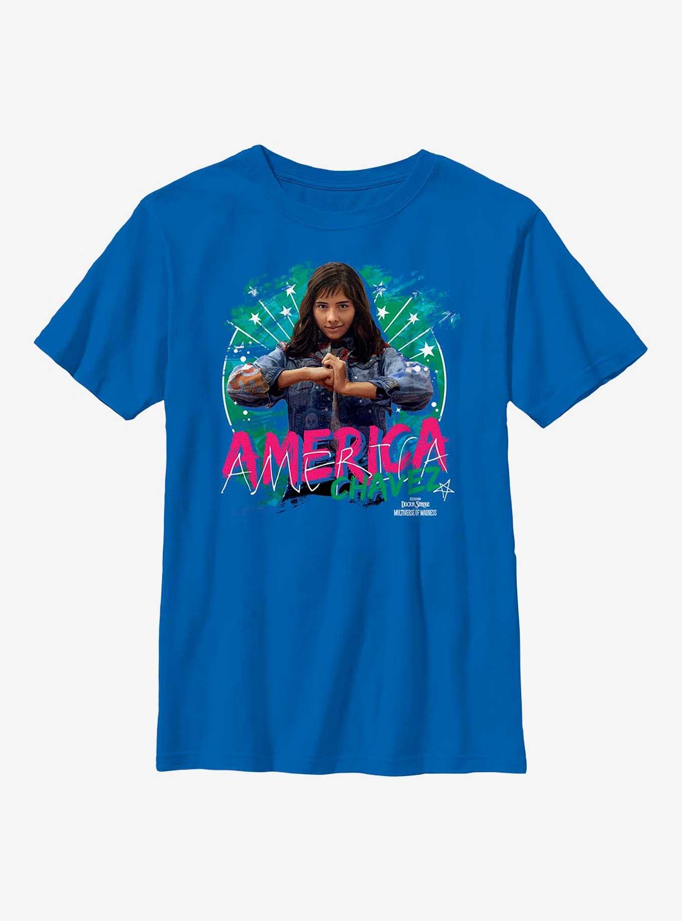 Marvel Doctor Strange In The Multiverse Of Madness America Chavez Hero Graphic Youth T-Shirt, ROYAL, hi-res