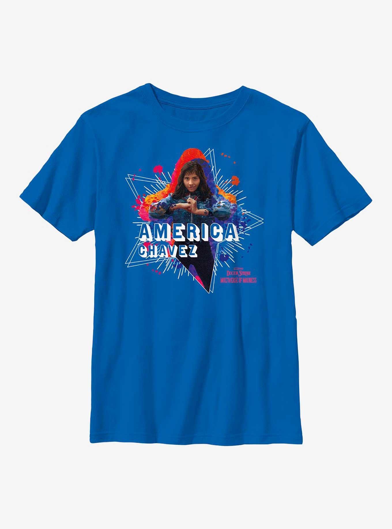 Marvel Doctor Strange In The Multiverse Of Madness America Chavez Paint Youth T-Shirt, ROYAL, hi-res