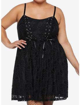 Black Skull Lace Dress Plus Size, , hi-res