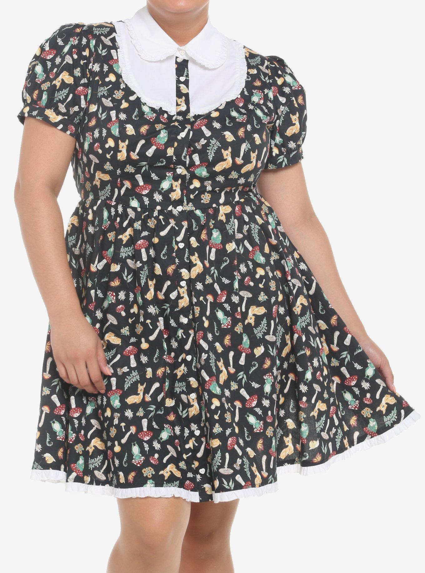 Cottage Critters Collar Dress Plus Size, BLACK, hi-res