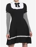 Black & White Stripe Twofer Dress, BLACK, hi-res