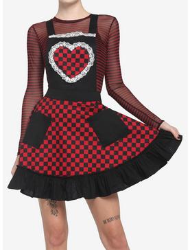Black & Red Checkered Heart Skirtall, , hi-res