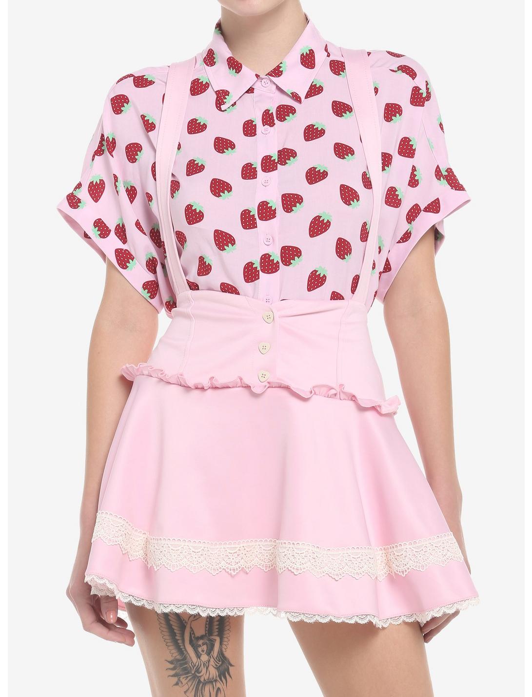 Pink Hearts & Lace Suspender Skirt, PINK, hi-res