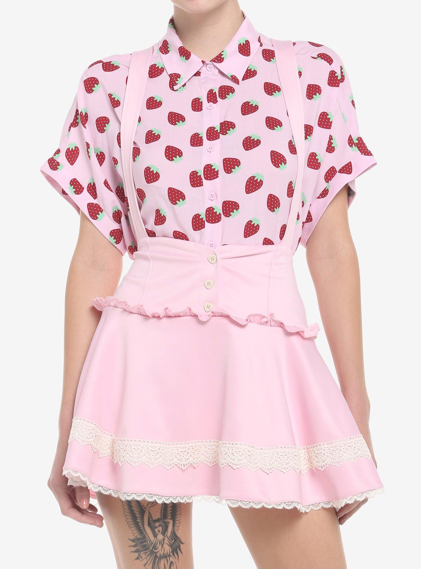 Pink Hearts & Lace Suspender Skirt, PINK, hi-res