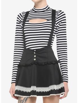 Black & White Lace Heart Waist Suspender Skirt, , hi-res
