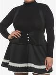 Black & White Lace Heart Waist Suspender Skirt Plus Size, BLACK, hi-res
