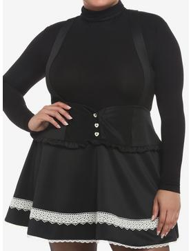 Black & White Lace Heart Waist Suspender Skirt Plus Size, , hi-res