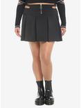 Black Side Cutout Pleated Skirt Plus Size, BLACK, hi-res