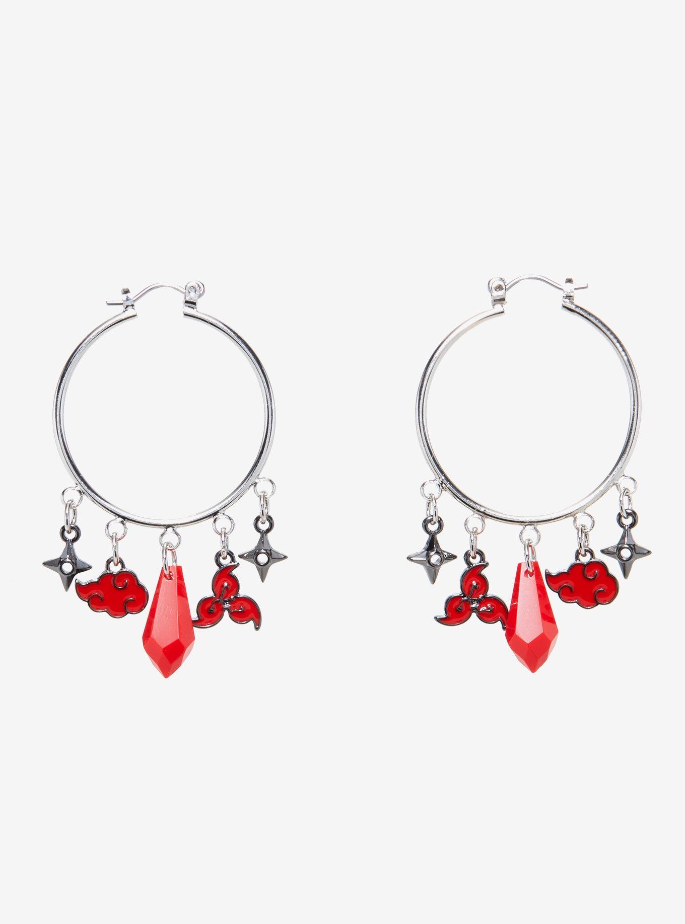 Naruto Shippuden Symbol Charm Hoop Earrings, , hi-res