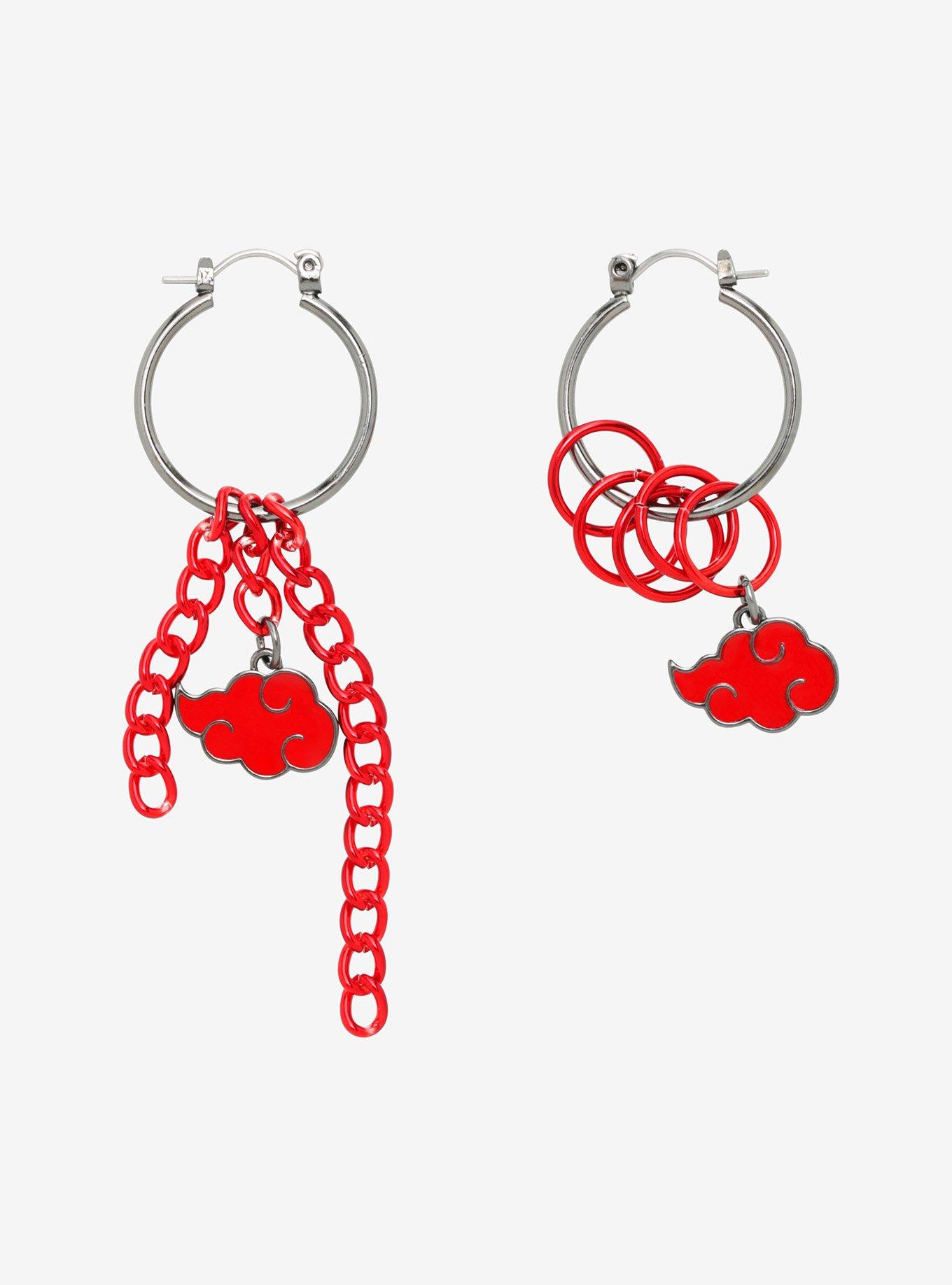 Naruto Shippuden Akatsuki Red Cloud Mismatch Mini Hoops, , hi-res