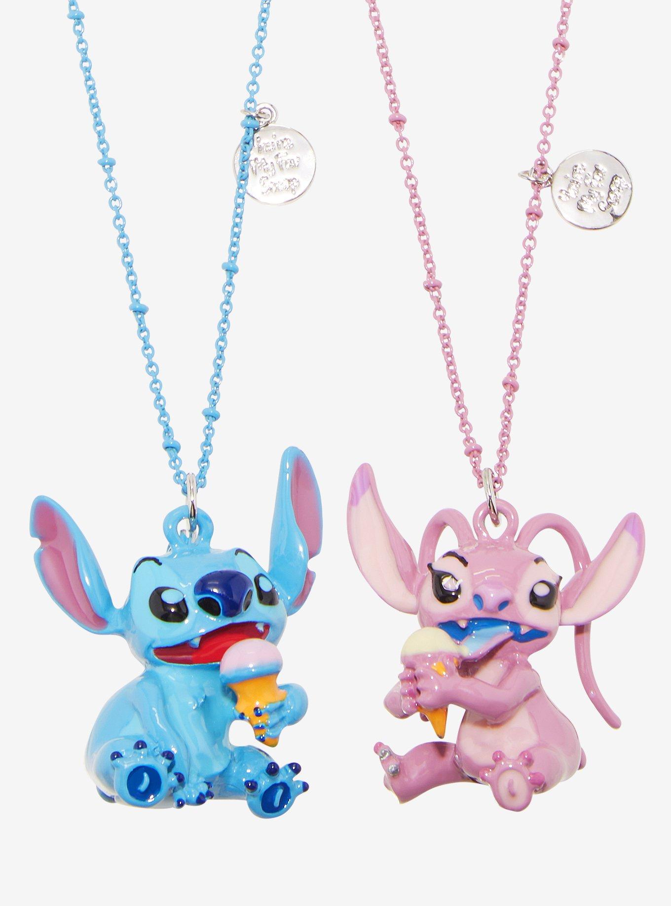 Disney Stitch Girls Bff Necklace With Angel And Stitch Charm