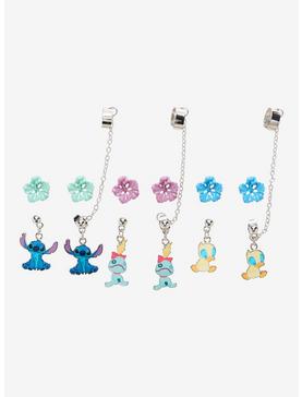 Disney Lilo & Stitch Character Floral Cuff Earring Set, , hi-res