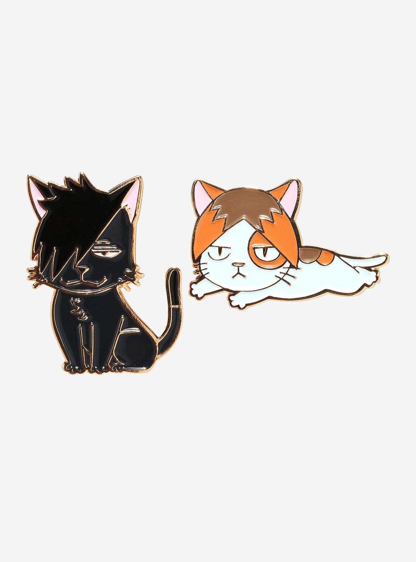 Haikyu!! Nekoma Kuroo & Kenma Cat Enamel Pin Set, , hi-res