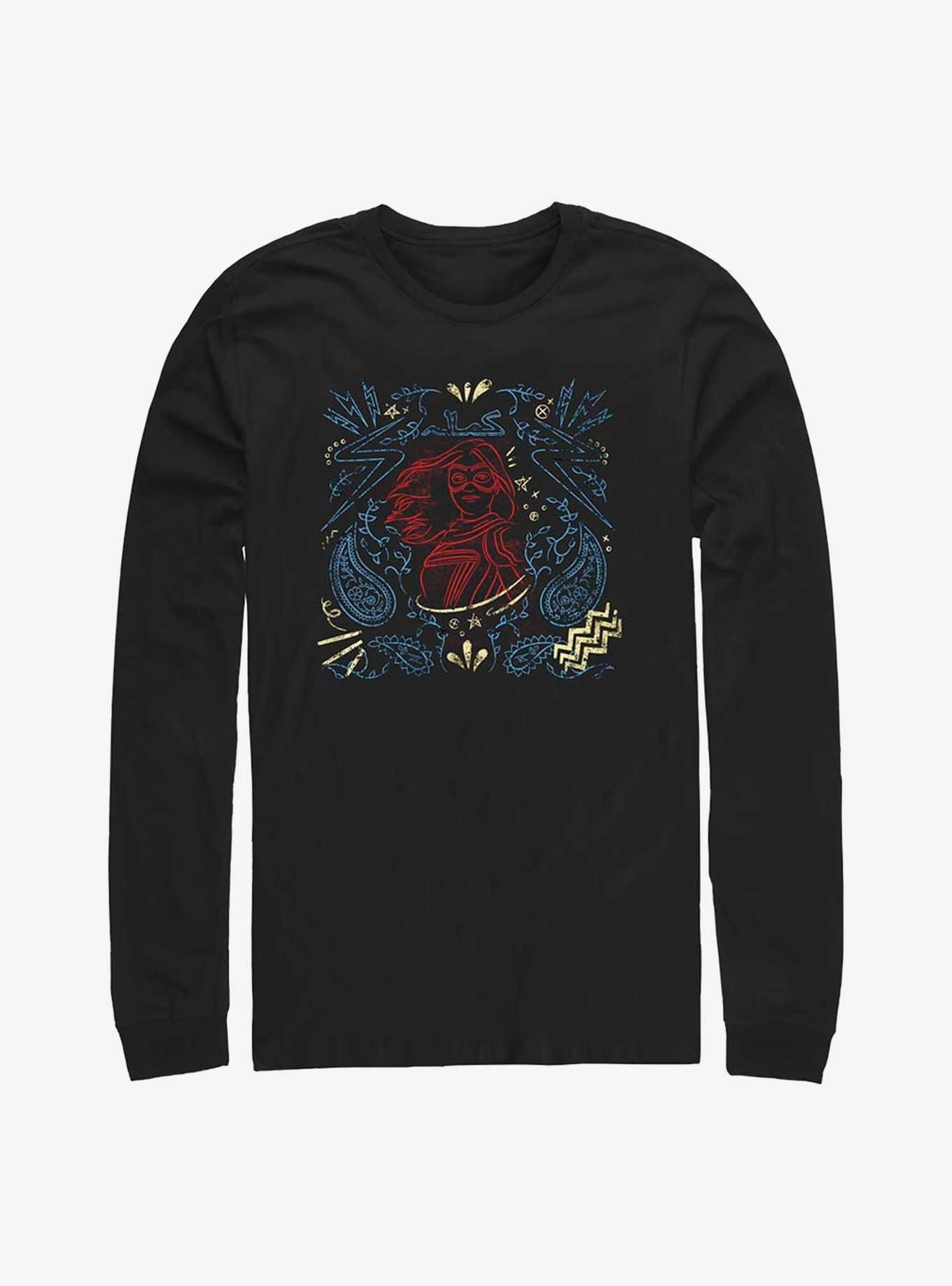 Marvel Ms. Marvel Line Drawing Long-Sleeve T-Shirt, BLACK, hi-res