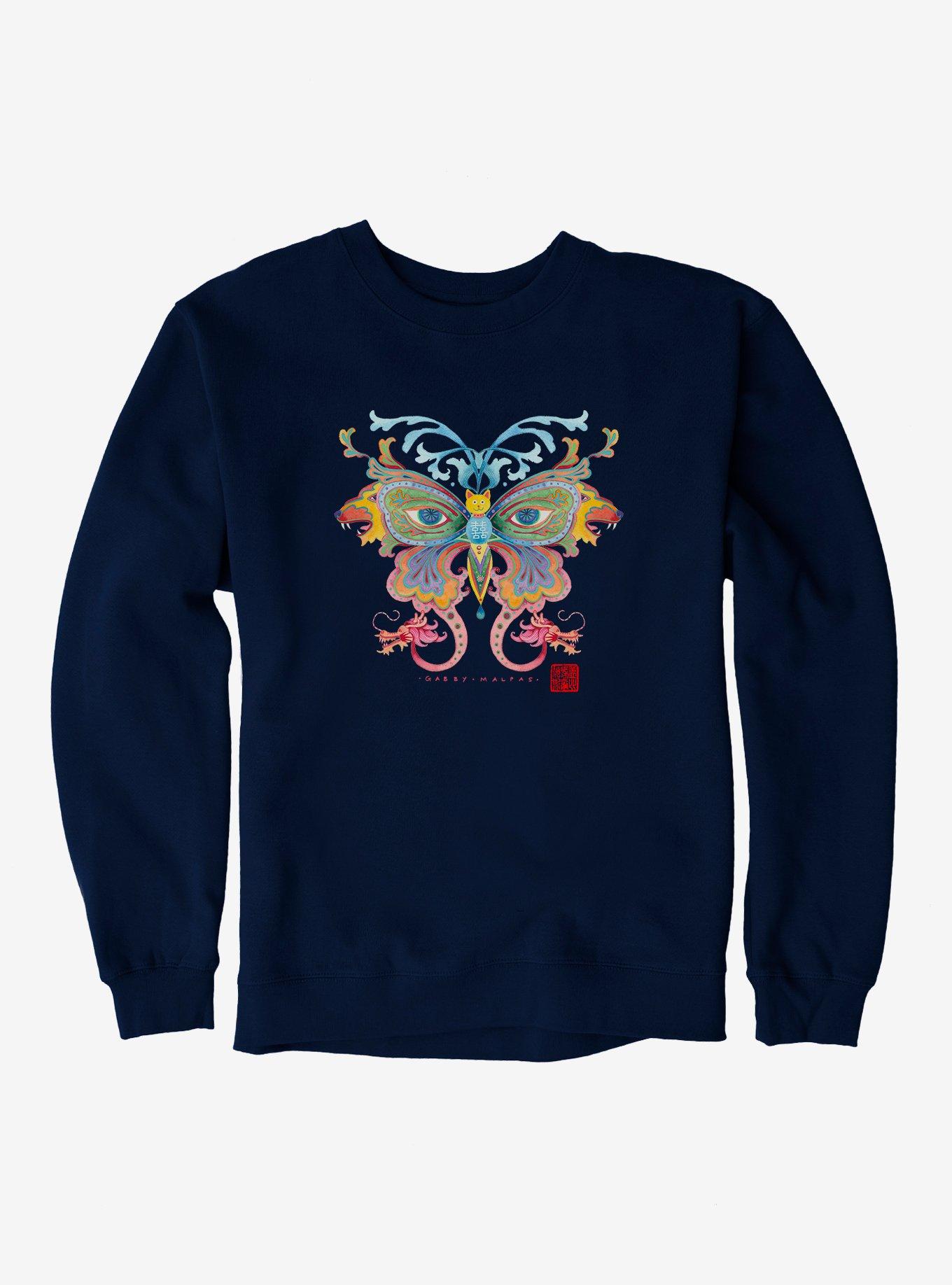 Hot Topic Foundation X AAPI Heritage Month Gabby Malpas Wolf Butterfly Sweatshirt, , hi-res