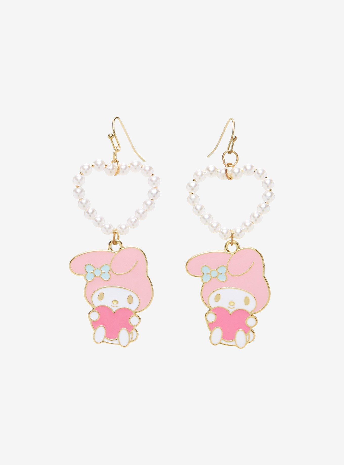 My Melody Heart Drop Earrings, , hi-res