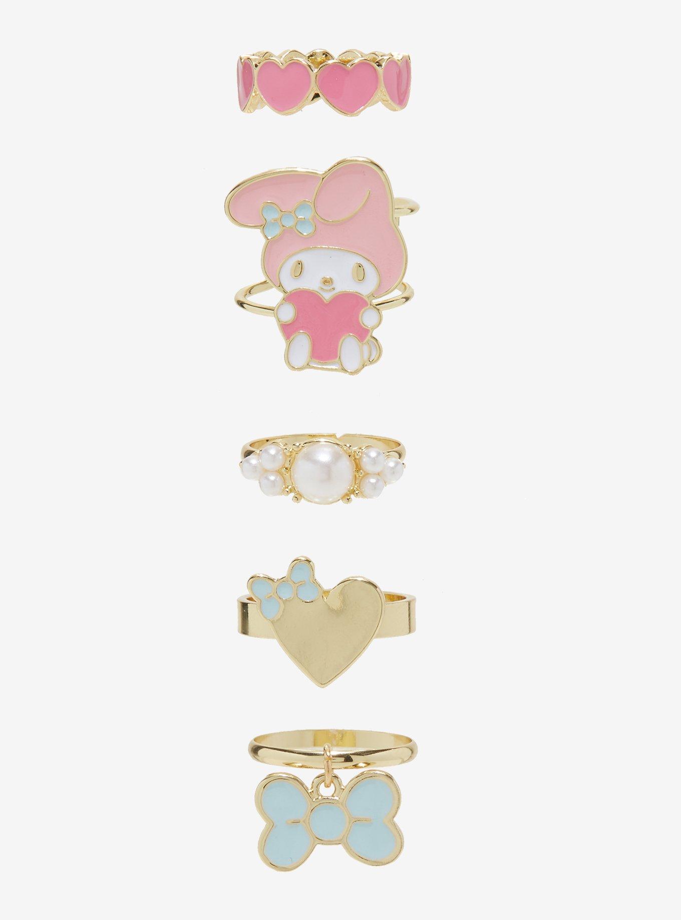 My Melody Heart Ribbon Ring Set, , hi-res