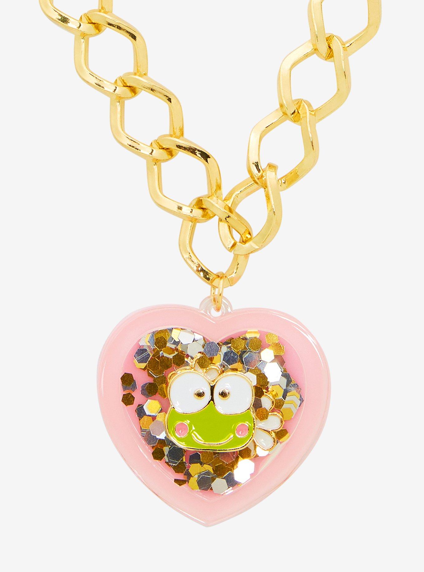 Pendentif Kéroppi En émail Argenté – Collier Fantaisie 2 Cm, Acier Inoxydable, Très Bon état