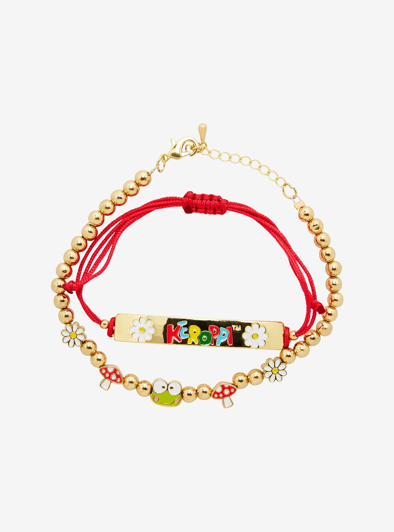 Keroppi Nameplate Mushroom Bracelet Set, , hi-res