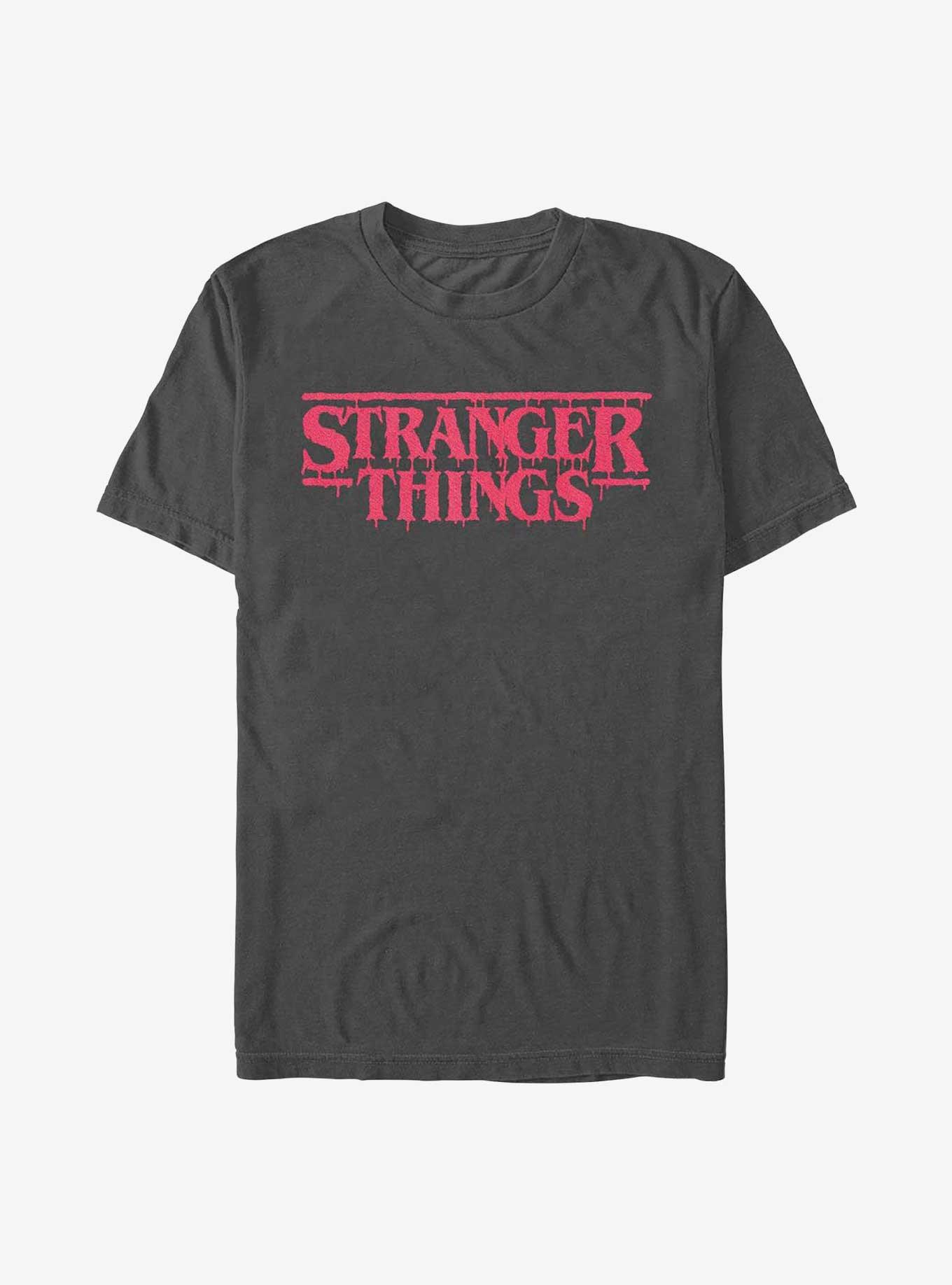 Stranger Things Halftone Drip Logo T-Shirt, CHARCOAL, hi-res view 1