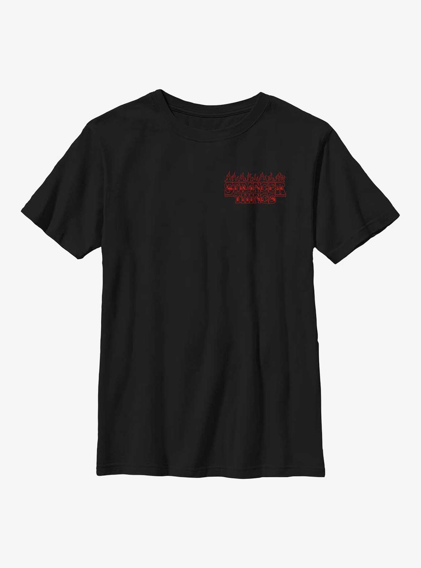 Stranger Things Fire Corner Logo Youth T-Shirt, BLACK, hi-res
