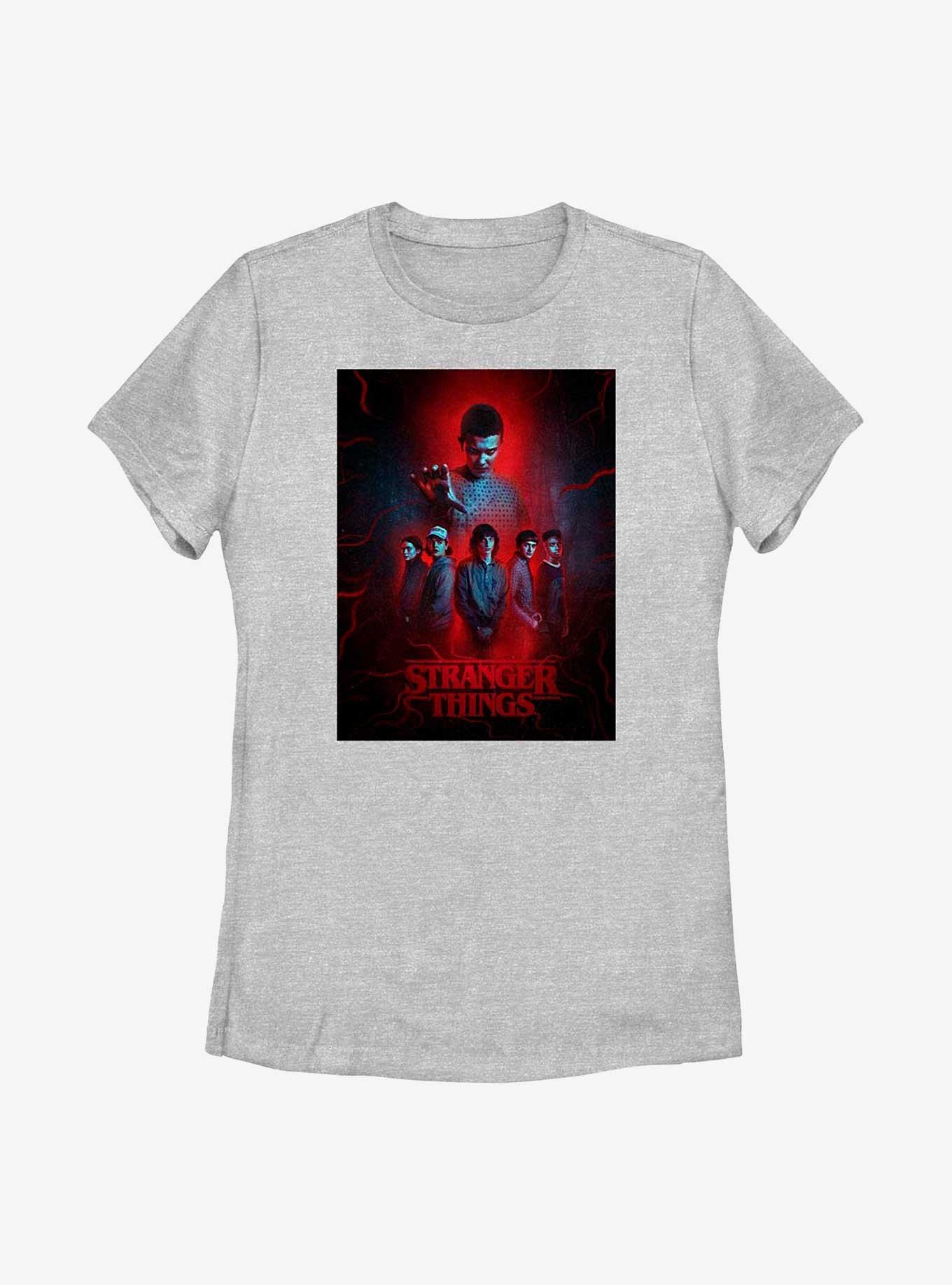 Stranger Things Characters Poster Womens T-Shirt, ATH HTR, hi-res