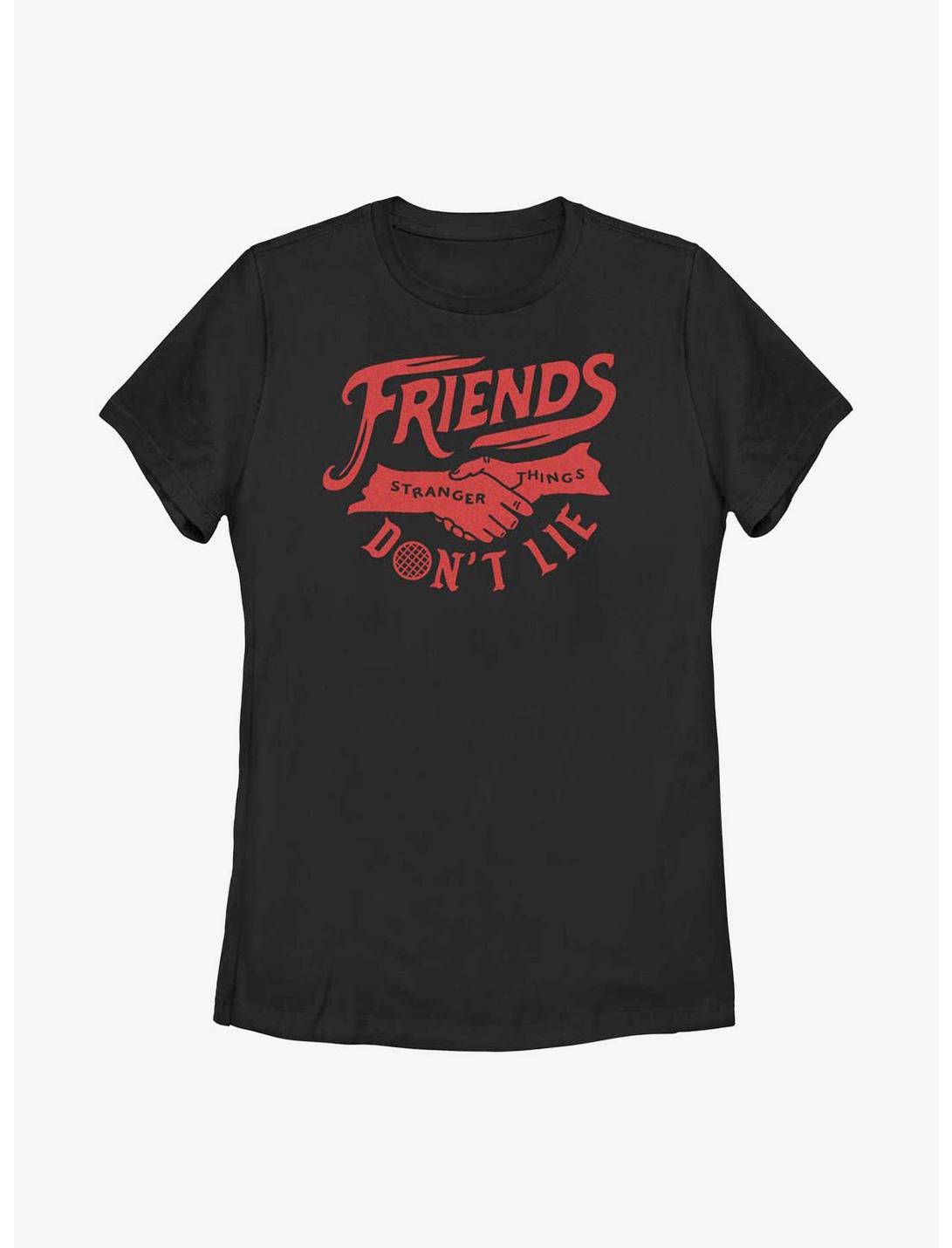 Stranger Things Friends Don't Lie Womens T-Shirt, BLACK, hi-res