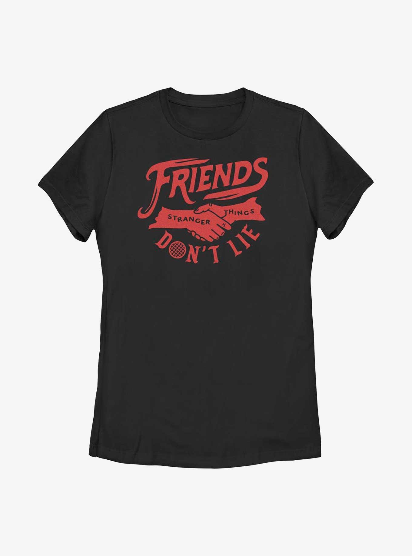 Stranger Things Friends Don't Lie Womens T-Shirt, BLACK, hi-res view 1