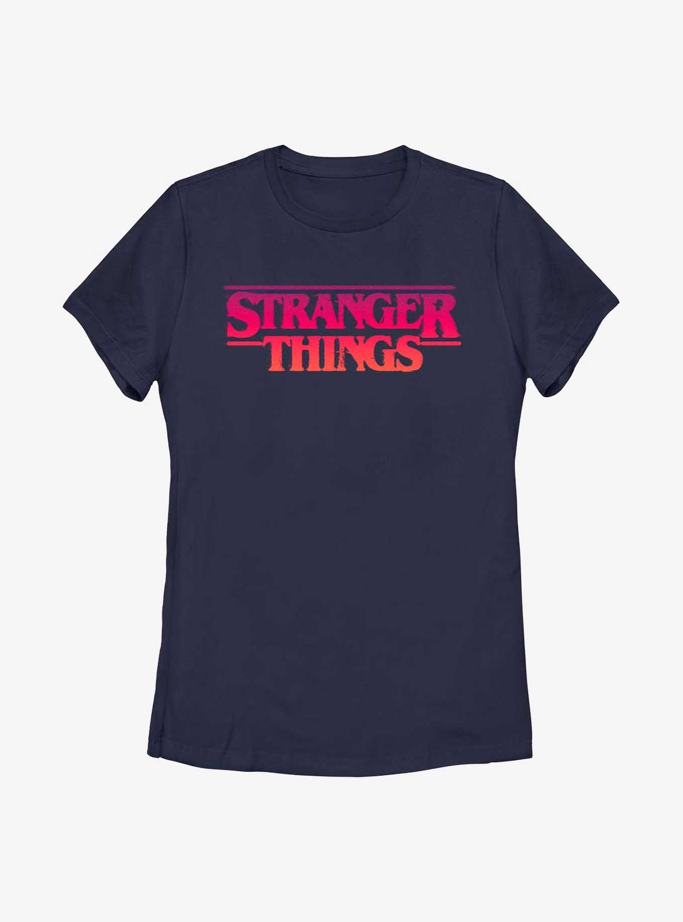 Stranger Things Grunge Logo Womens T-Shirt, NAVY, hi-res