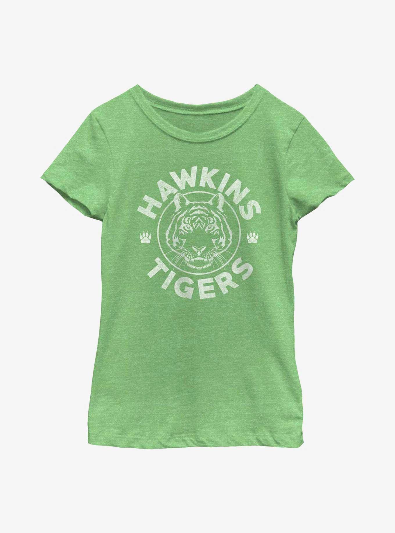Stranger Things Hawkins Tigers Youth Girls T-Shirt, GRN APPLE, hi-res