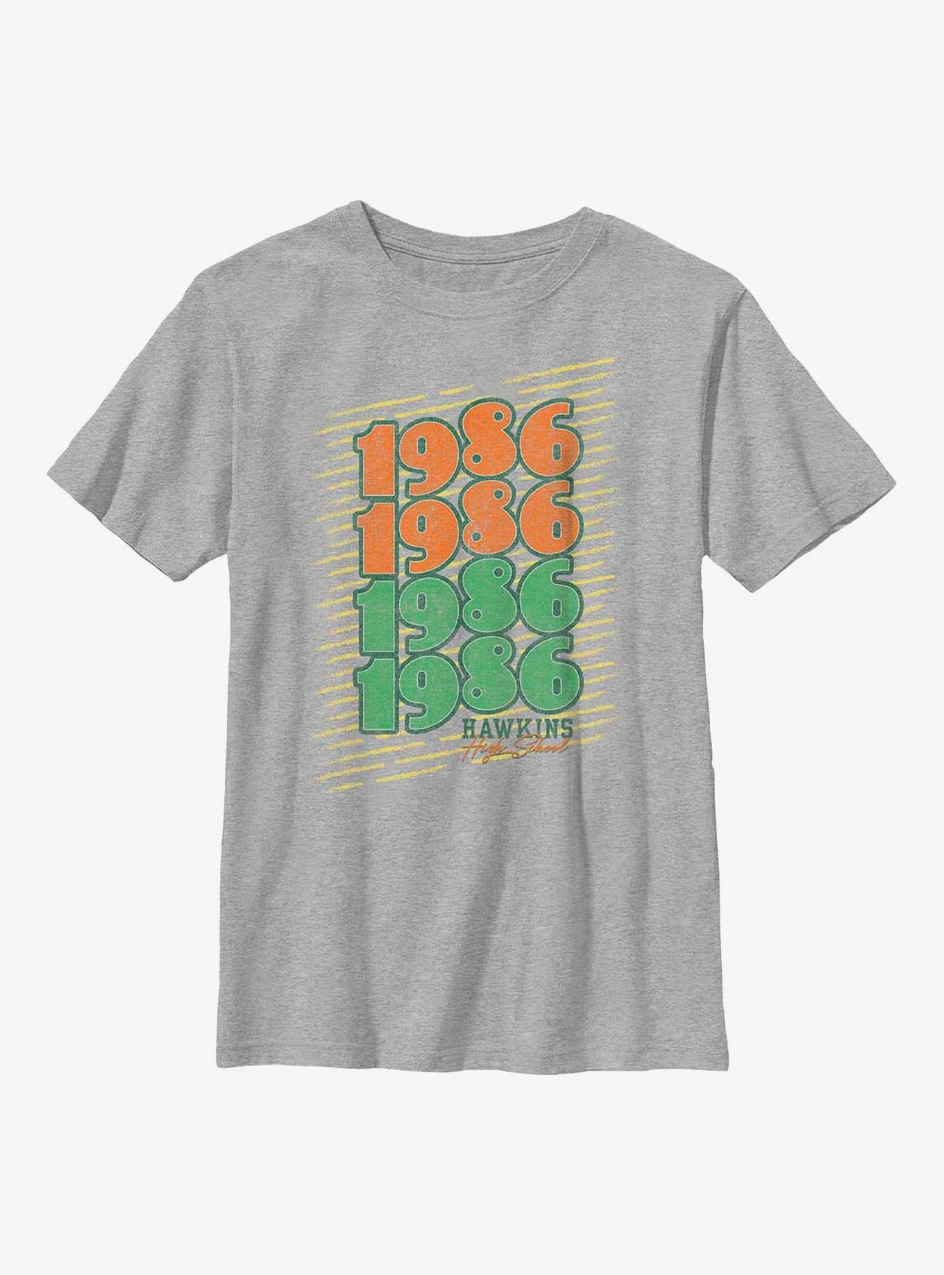 Stranger Things 1986 Hawkins High School Youth T-Shirt, ATH HTR, hi-res view 1