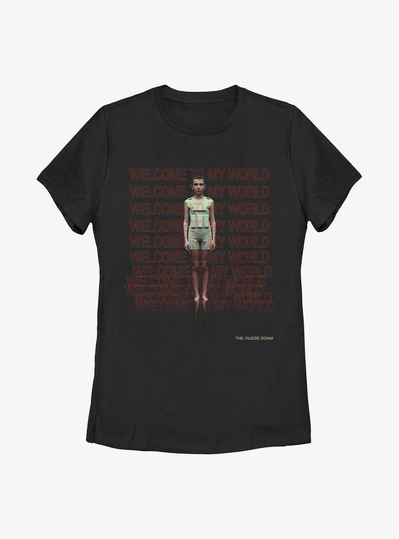Stranger Things Eleven Welcome To My World Womens T-Shirt, BLACK, hi-res view 1