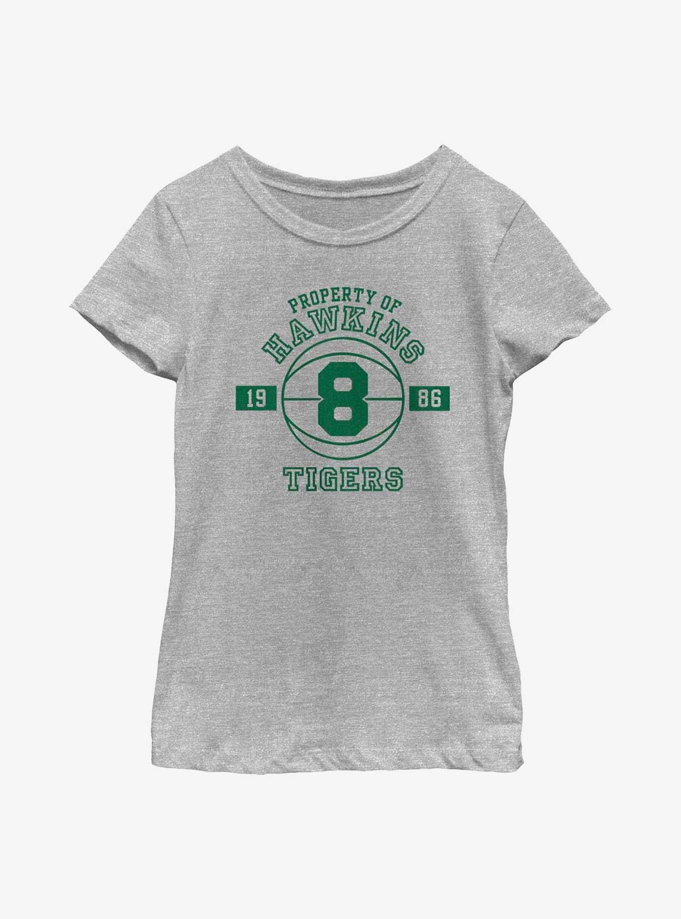Stranger Things Property Of Hawkins Tigers Youth Girls T-Shirt, ATH HTR, hi-res view 1