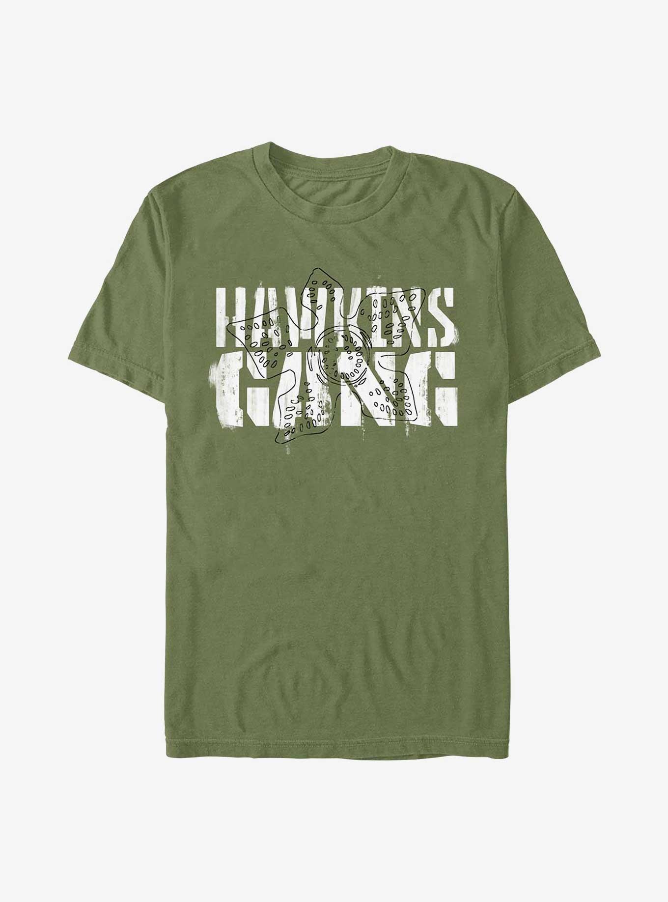 Stranger Things Hawkins Gang Stencil T-Shirt, MIL GRN, hi-res