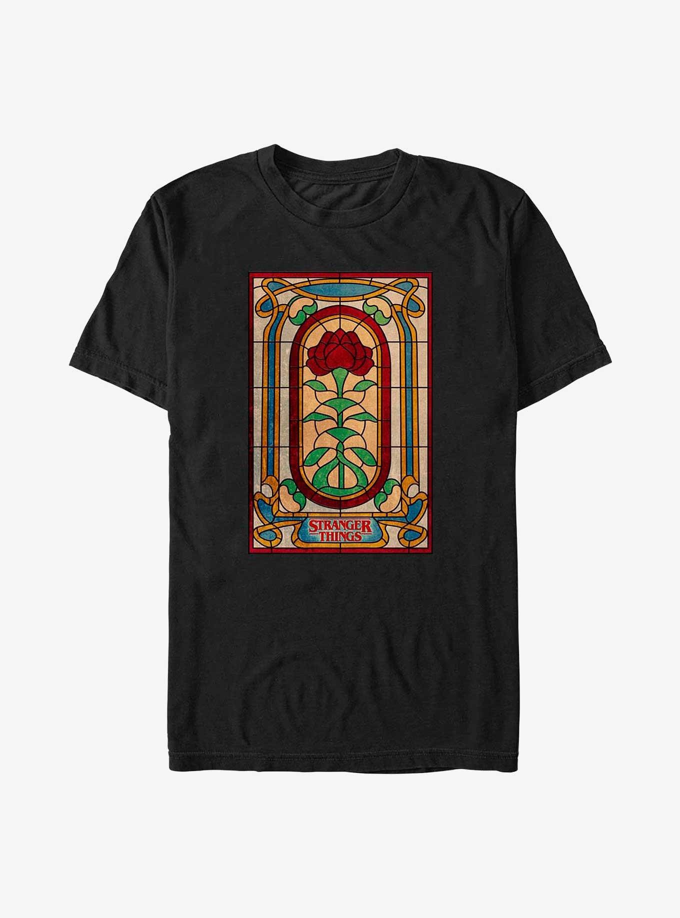 Stranger Things Rose Stained Glass T-Shirt, BLACK, hi-res