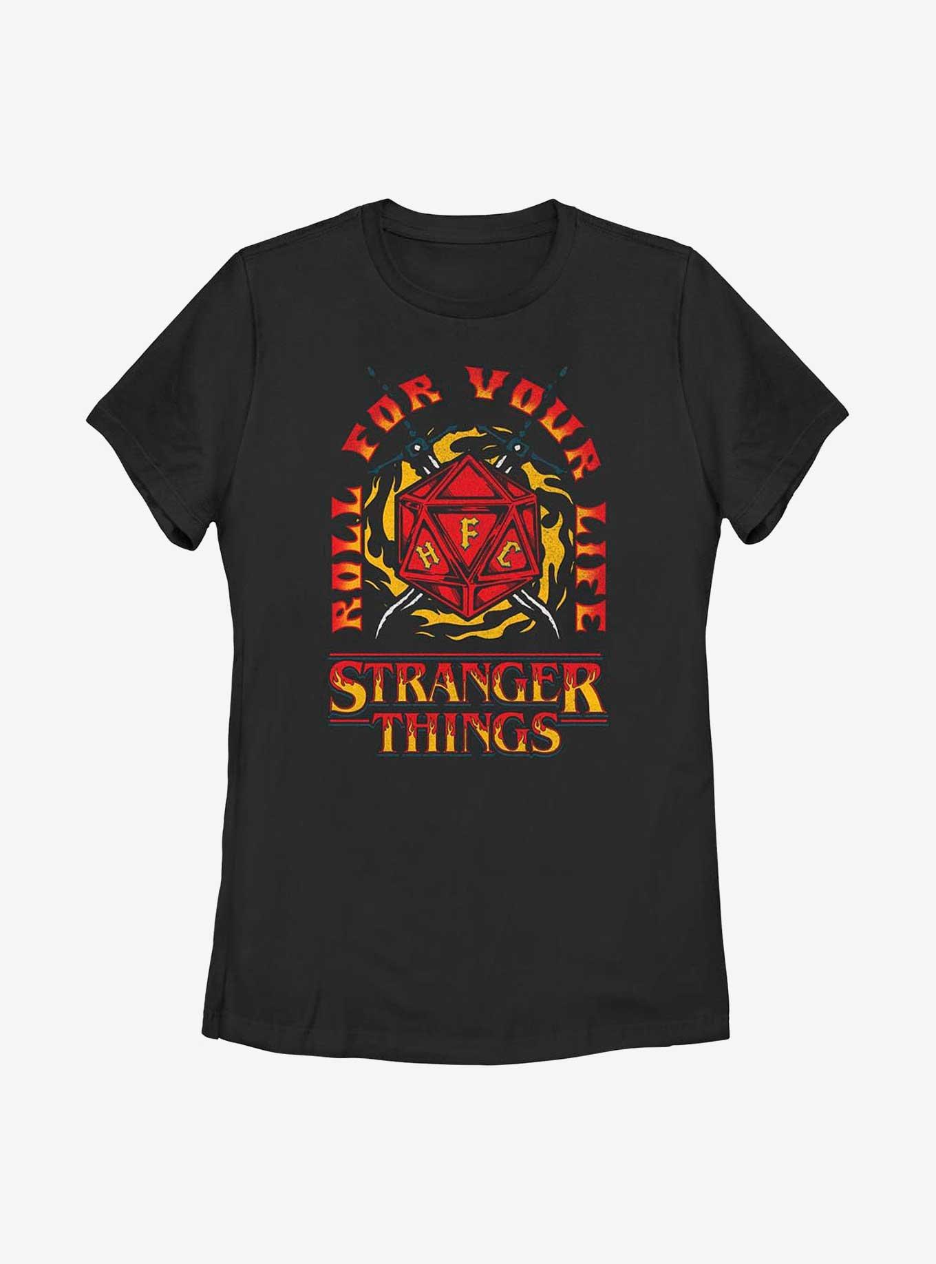 Stranger Things Roll For Your Life Womens T-Shirt, BLACK, hi-res view 1