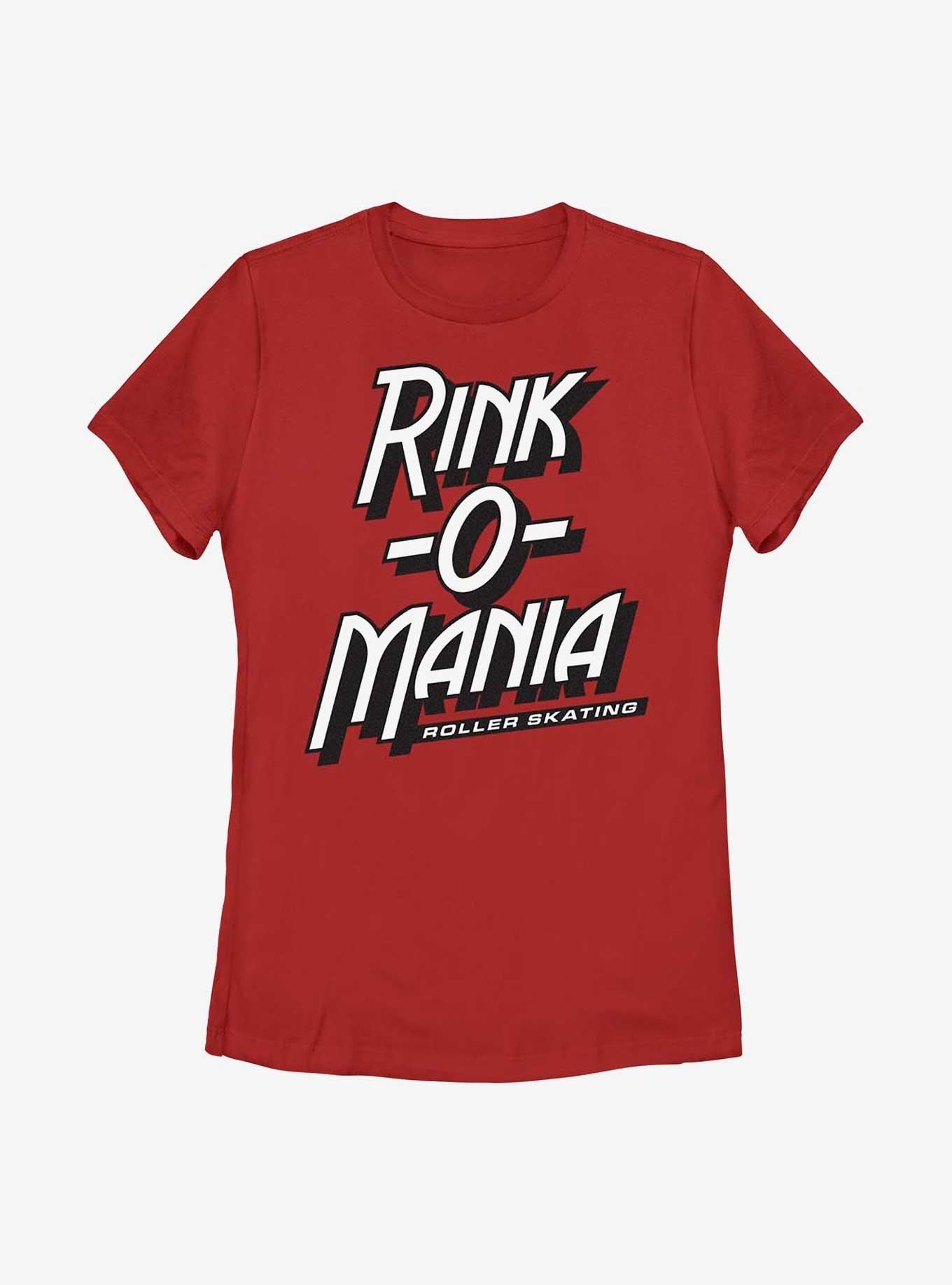 Stranger Things Rink-O-Mania Roller Skating Logo Womens T-Shirt, RED, hi-res