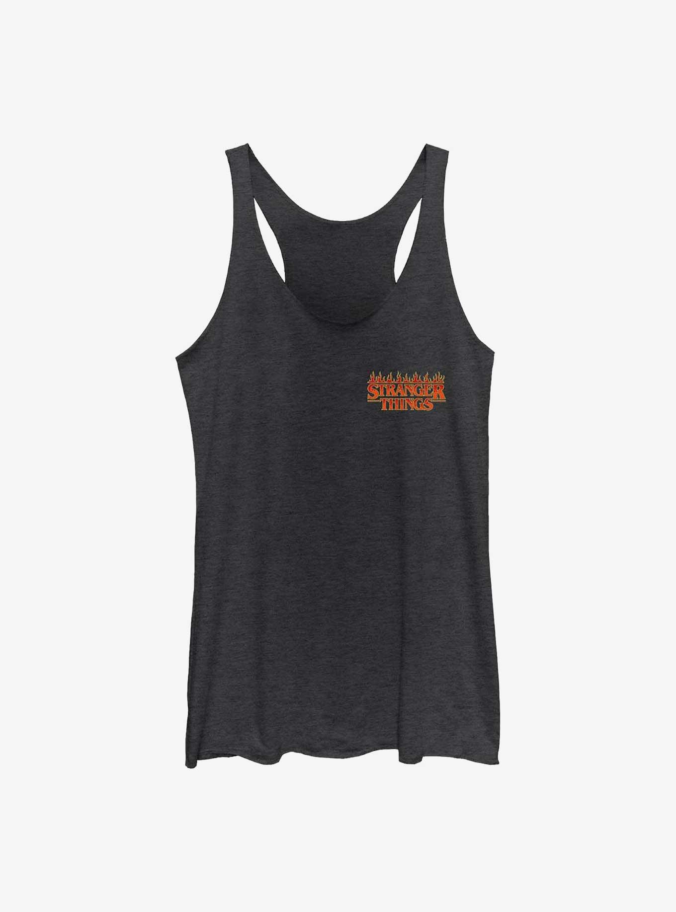 Stranger Things Fire Logo Womens Tank Top, BLK HTR, hi-res