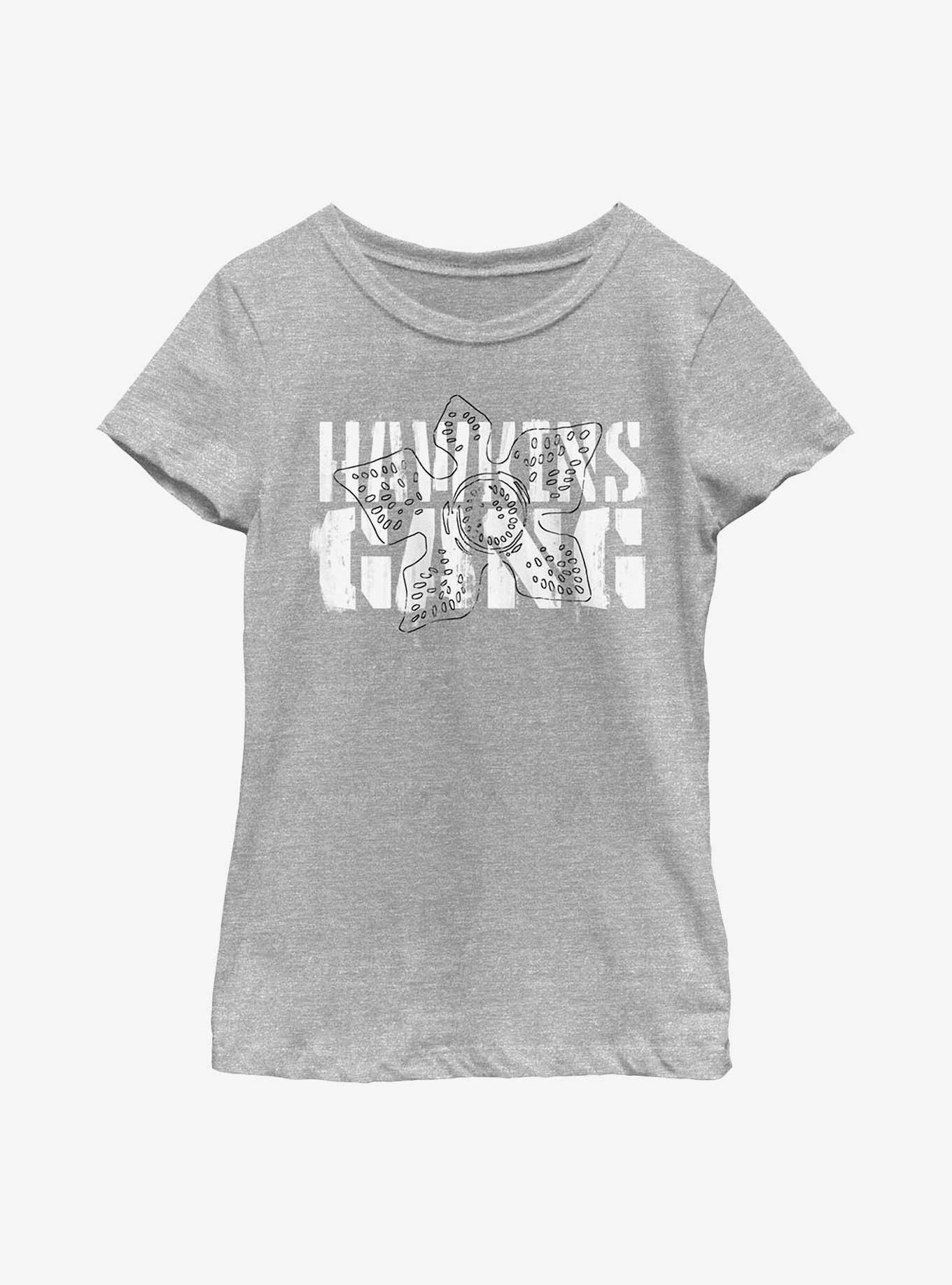 Stranger Things Hawkins Gang Stencil Youth Girls T-Shirt, ATH HTR, hi-res