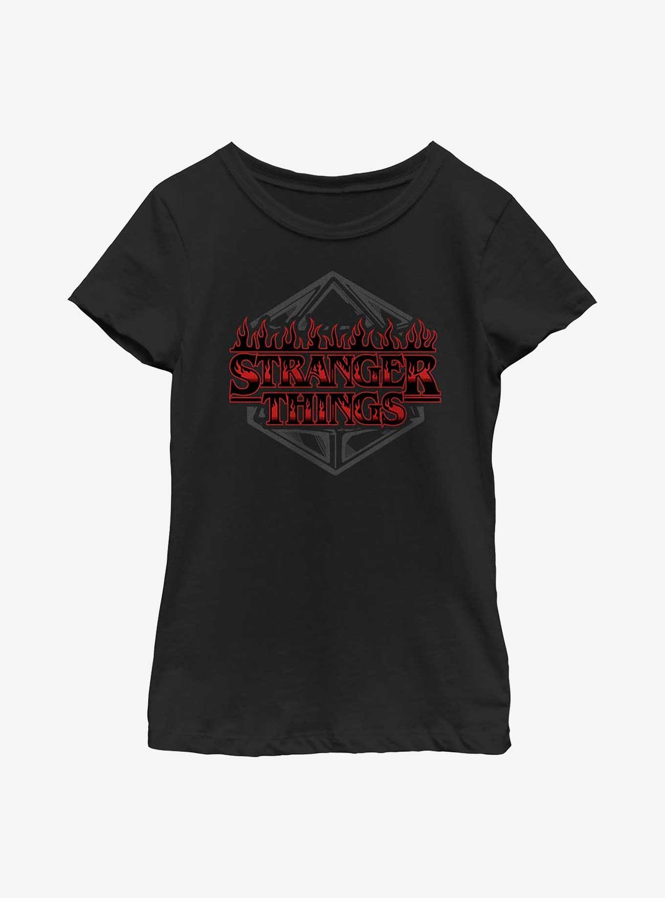 Stranger Things Dice Badge Youth Girls T-Shirt, BLACK, hi-res