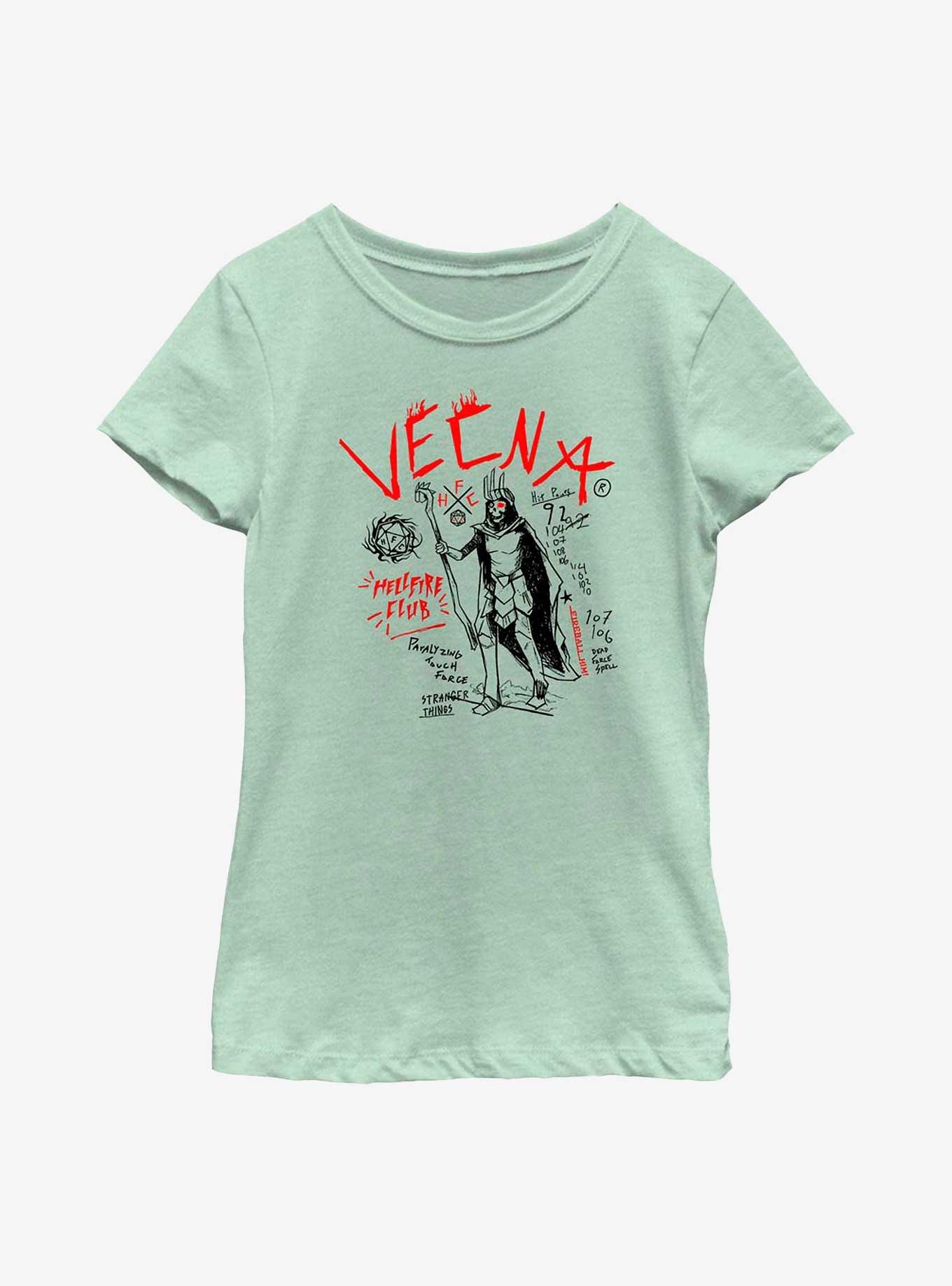 Stranger Things Vecna Stat Doodles Youth Girls T-Shirt, MINT, hi-res