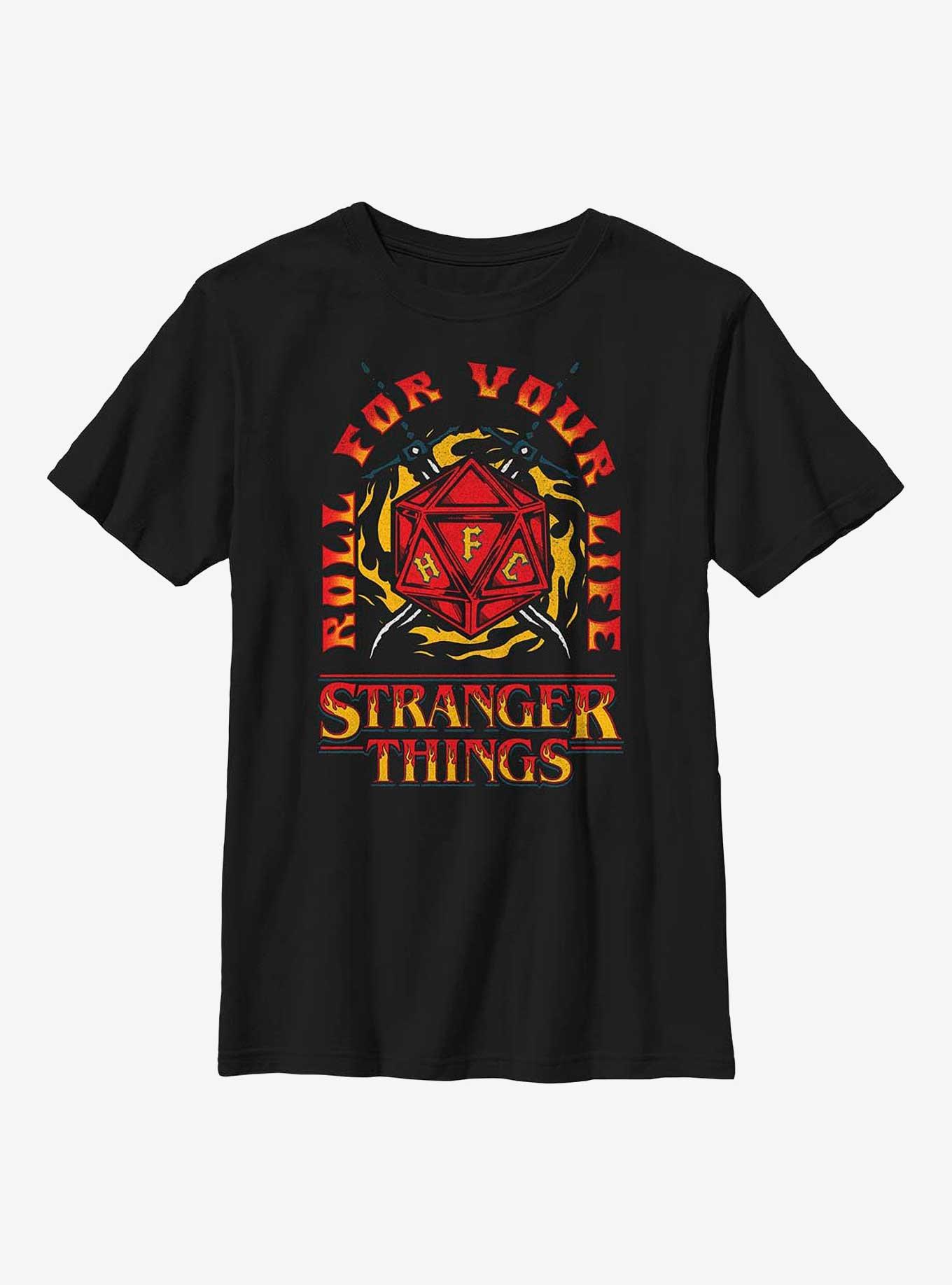 Stranger Things Roll For Your Life Youth T-Shirt, BLACK, hi-res view 1