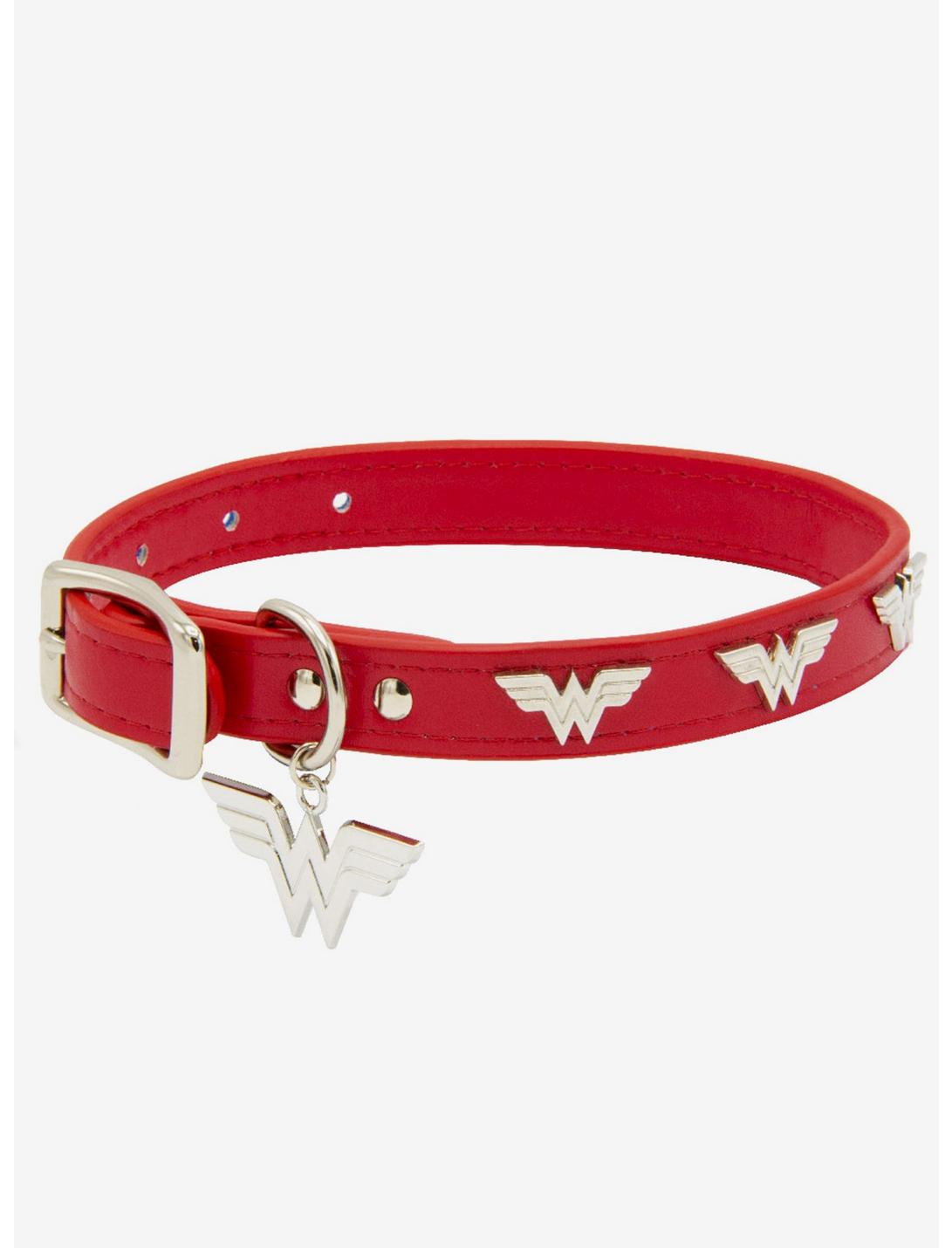 DC Comics Wonder Woman with WW Icon Charms Dog Collar, MULTI, hi-res